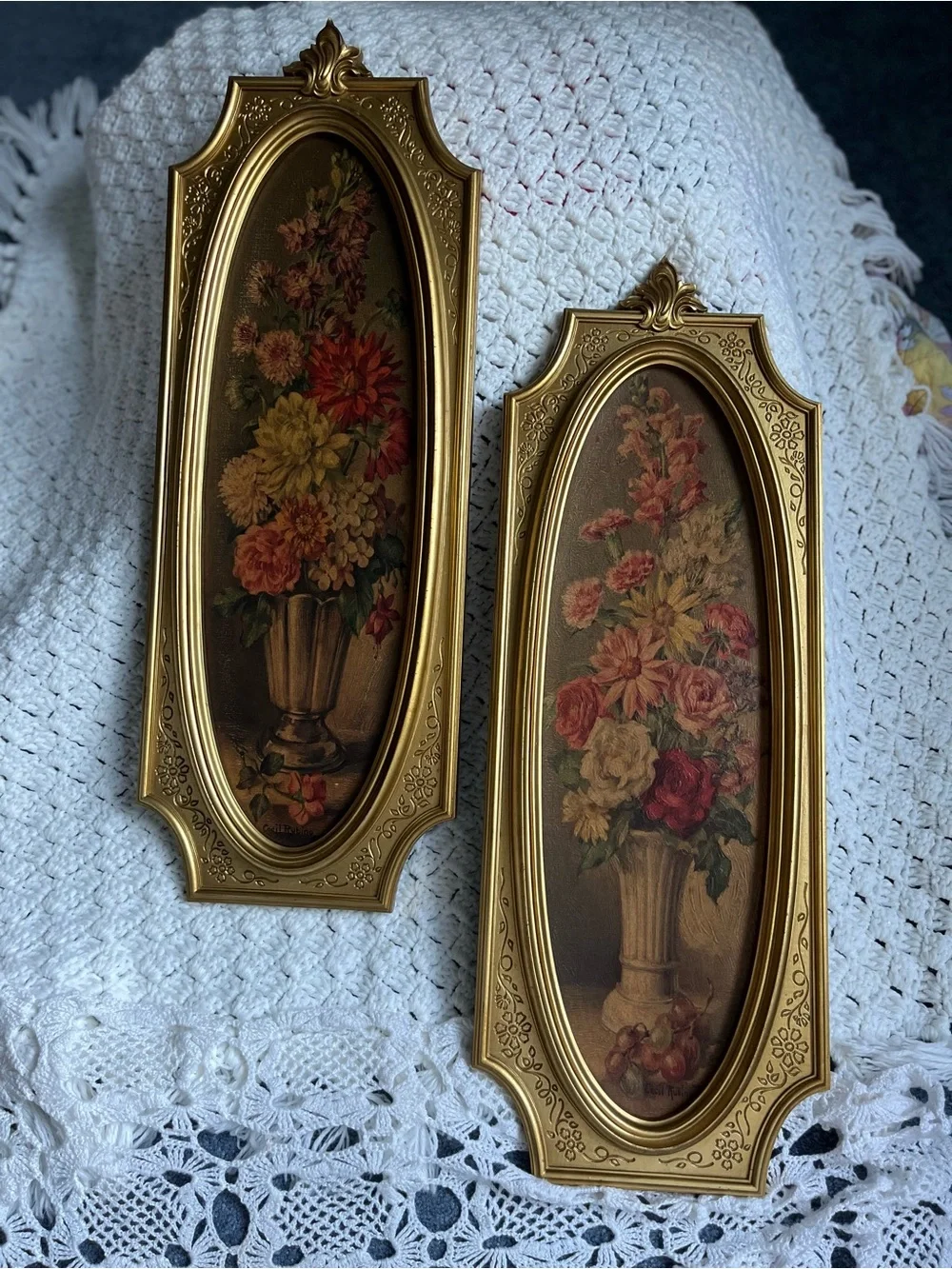 Syrocco 1960's decorative floral panels - Set of 2